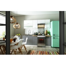 Virtuves komplekts TIFFANY 220, pelēks glancēts/balts glancēts